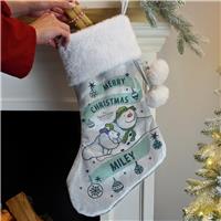 Personalised Message Snowman Grey Stocking