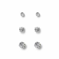 Uncommon Souls Men's Crystal Pack Of 3 Stud Earrings