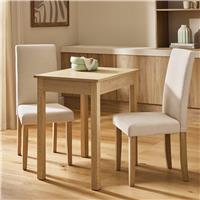 Argos Home Sendi Natural Dining Table and 2 Cream Chairs