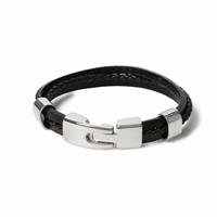 Uncommon Souls Men's Leather Clasp Bracelet