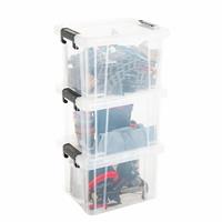 Strata Stackmaster 3 x 35L Plastic Storage Boxes - Black