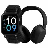 Tikkers Kids Black Smart Watch And Over-Ear Headphone Set