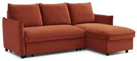 Kyoto Ruben Velvet Corner Sofa Bed - Burnt Orange