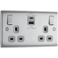 BG 13A Double Switched Socket with USB-A & USB-C