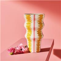 Habitat Stripe Flared Ceramic Pink & Yellow Vase