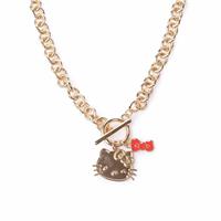 Custard London Hello Kitty Gold Tone T-Bar Pendant Necklace