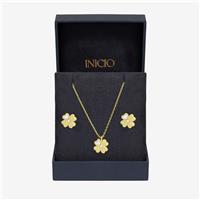 Inicio 14K Gold Plated and Cubic Zirconia Clover Set
