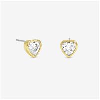 Inicio Gold Plated and Crystal bezel Heart Stud Earrings