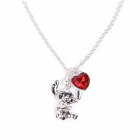 Custard London Silver Disney Stitch & Heart Pendant Necklace