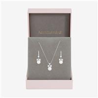 Jon Richard Crystal Bow Pearl Drop Pendant and Earring Set