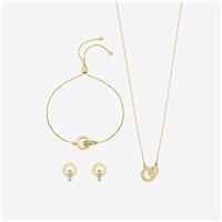 Jon Richard Golden Plated and Crystal Circle Link Set