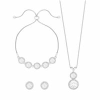 Jon Richard Silver Plated Crystal Halo Solitaire Set