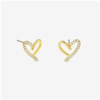 Jon Richard 14K Gold Plated Crystal and Polished Heart Studs