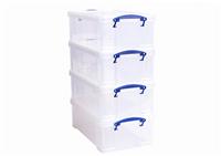 Really Useful 4 x 12L Plastic Storage Boxes - Clear