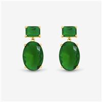 Jon Richard Gold Plated Crystal and Emerald Drop Earrings
