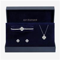 Jon Richard Silver Plated and Pave Clover Trio Set