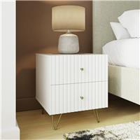 GFW Morgan 2 Drawer Bedside Table - White