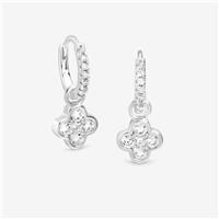 Simply Silver Cubic Zirconia Clover Charm Hoops Earrings