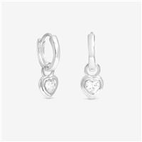 Simply Silver Cubic Zirconia Heart Bezel Hoop Earrings
