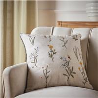 Argos Home Floral Stems Embroidered Cushion Beige - 43x43cm