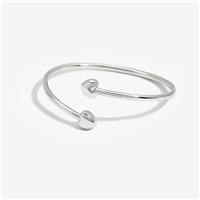 Simply Silver Polished Puff Heart Cuff Bracelet