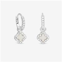 Simply Silver Semi Precious Clover Charm Hoop Earrings