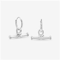 Simply Silver 925 Textured T Bar Hoop Earrings