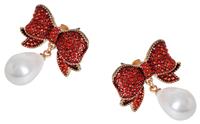 Liars & Lovers Red Bow Pearl Drop Stud Earrings