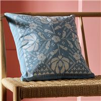 Habitat Folk Floral Stitch Denim Cushion Blue - 43x43cm