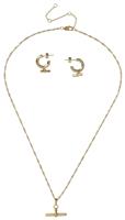Liars & Lovers Gold Tone T-Bar Earrings and Necklace Set