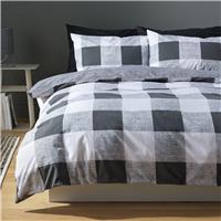 Argos Home Large Gingham Charcoal Bedding Set - King size