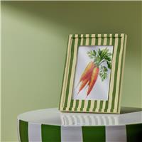 "Habitat Stripe Printed Green Picture Frame - 4x6"""