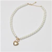 Lipsy Gold Pearl Heart Pendant Necklace