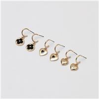 Lipsy Gold Jet Heart & Clover Huggie Charm Earrings Set