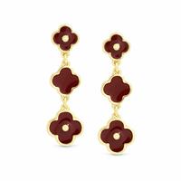 Lipsy Gold & Burgundy Clover Triple Drop Earrings