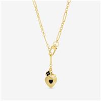 Lipsy Gold Tone & Jet Heart Charm Necklace
