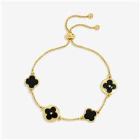 Lipsy Yellow Gold And Jet Clover Toggle Bracelet