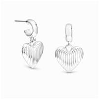 Lipsy Silver Plated Ridged Heart Huggie Hoop Earrings