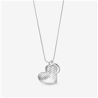 Lipsy Silver Ridged Heart & Moon Adjustable Pendant Necklace