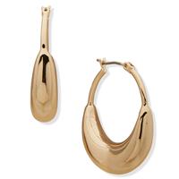DKNY Yellow Gold Tone Puffy Hoop Earrings