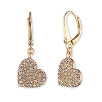 DKNY Yellow Gold Heart Cubic Zirconia Drop Earrings