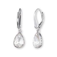 DKNY Silver Tone Pave Crystal Teardrop Earrings