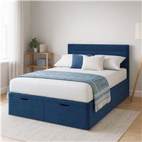 Millbrook Beds Kingsize Fabric End lift Ottoman Bed - Blue