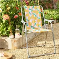 Argos Home Folding Metal Garden Chair - Lemon