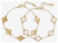 Lipsy Gold Mother Of Pearl Clover Bracelets - Pack of 2