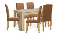 Argos Home Miami Extending Table & 6 Tan Chairs