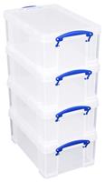 Really Useful 4 x 9L Plastic Storage Boxes - Clear