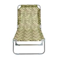 Habitat Leaf Print Folding Metal Sun Lounger - Green