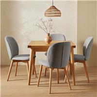 Habitat Lincoln Extending Oak Dining Table & 4 Grey Chairs