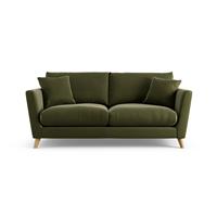 Habitat Lomond Velvet 3 Seater Sofa - Moss Green - Ash Leg